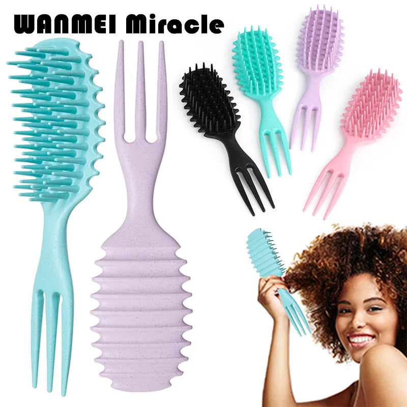 Curly Hair Brush Gentle Detangling Hairbrush Scalp Massage 3-in-1