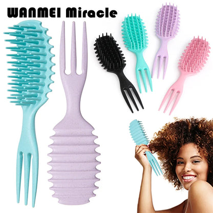 Curly Hair Brush Gentle Detangling Hairbrush Scalp Massage 3-in-1