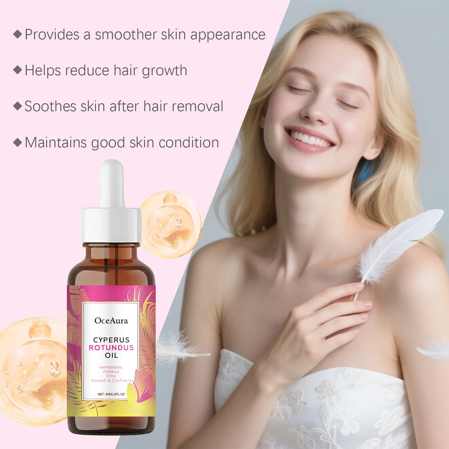 OceAura Cyperus Rotundus Oil for Hair Removal Soft Smooth Skin Care