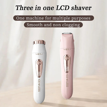 3-in-1 hair trimmer, electric digital hair trimmer, women's bikini hair remover, suitable for eyebrows, armpits, and body