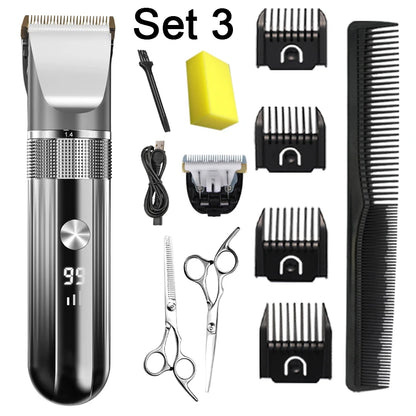 Electric Hair Clipper Professional Trimmer Household Waterproof LED Display Men Hair Trimmer USB Charging Haircut Tools Set