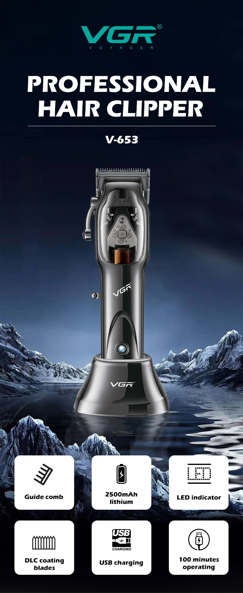 VGR Long Life Hair Trimmer Powerful Power Hair Trimmer Set for Men with Base series hair trimmer