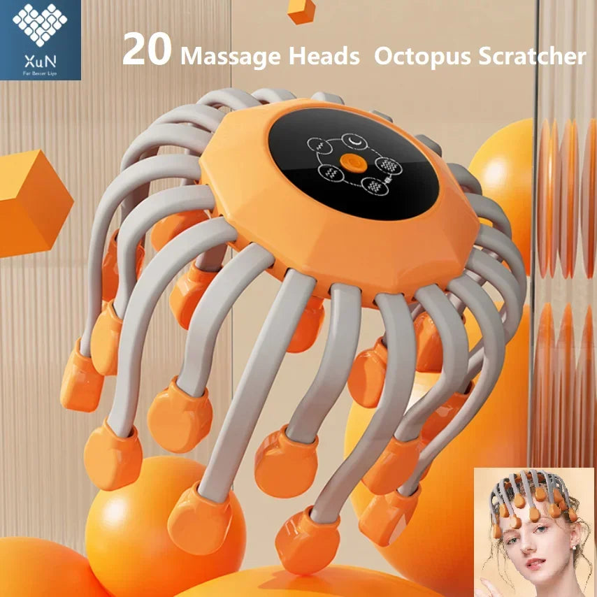 Orange Octopus Head Massager, 10/20 Independent Massage Heads,