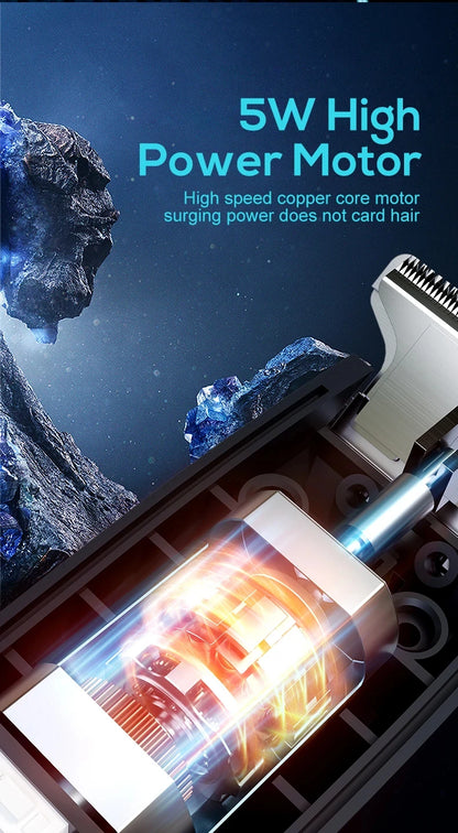 Electric Hair Clipper with Adjustable Cutter Head, USB Charging Design for Hair & Beard Trimming, Cordless Grooming Tool