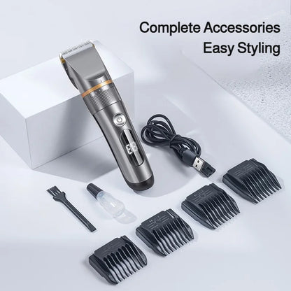 Professional Hair Clipper Set Electric Hair Trimmer with Limit Comb LED Digital Display USB Rechargeable Hair Care Tools