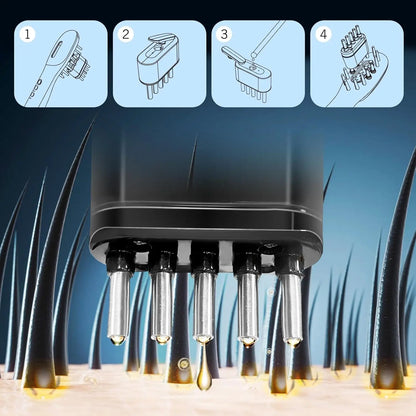 3 in 1 EMS Hair Growth Massage Comb with Hair Oil Dispenser Red Blue