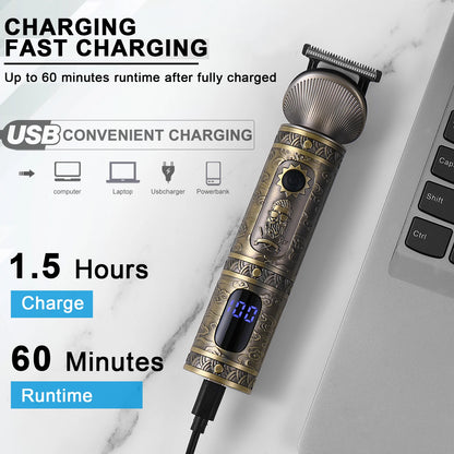 Hatteker Hair Trimmer Professional Hair Clipper Metal Hair Cutting Machine Electric Cordless Rechargeable Trimmer for Men