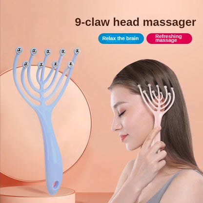 9 Claws Head Massger Streamlined Ball Deep Stress Relaxation Scalp