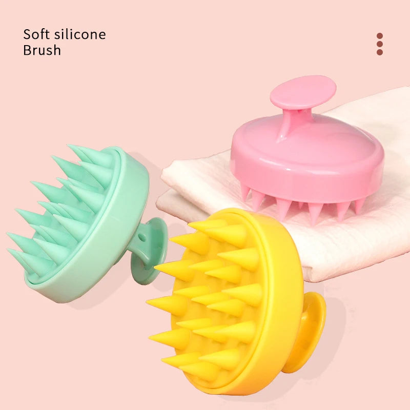 Silicone Shampoo Brush Head Scalp Massage Comb Hair Root Itching Clean