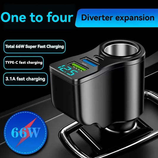 One can drag and carry four mobile phone chargers. It supports super-fast charging and has real-time voltage display.