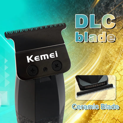 Kemei KM-1817 Hair Trimmer for Men DLC Blade T-Blade 7500RPM Full Metal LCD Display Low Noise Professional Finishing Machine