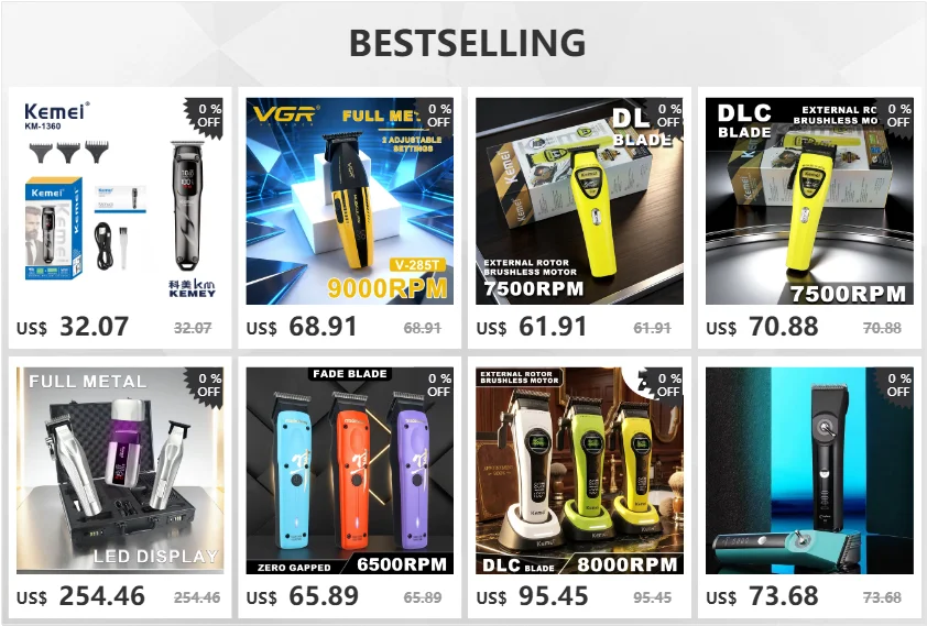 VGR V-879T Hair Trimmer for Men DLC Blade T-Blade 7500RPM LED Display 1500mAh Professional Hair Clipper Finishing Machine