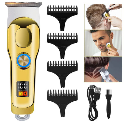 Hatteker Hair Trimmer Professional Hair Clipper Metal Hair Cutting Machine Electric Cordless Rechargeable Trimmer for Men