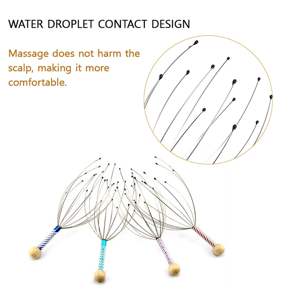1Pc/2Pcs Handheld Head Massager Stainless Steel Engraved Head Massager