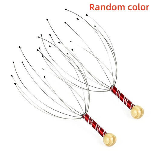 1Pc/2Pcs Handheld Head Massager Stainless Steel Engraved Head Massager