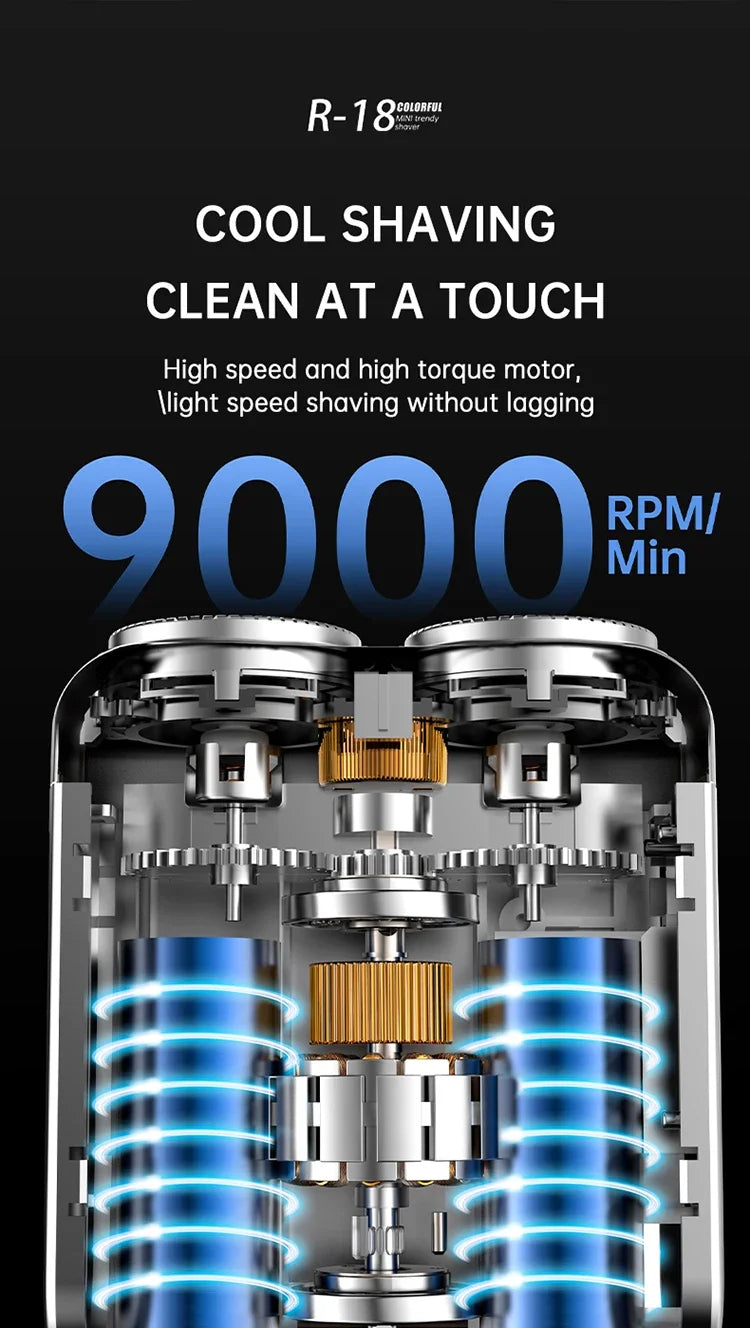 Mini Electric Smart Shaver Household Car Shaver Digital Display Dual Blade Rechargeable Shaver Powerful Beard Trimmer Tool