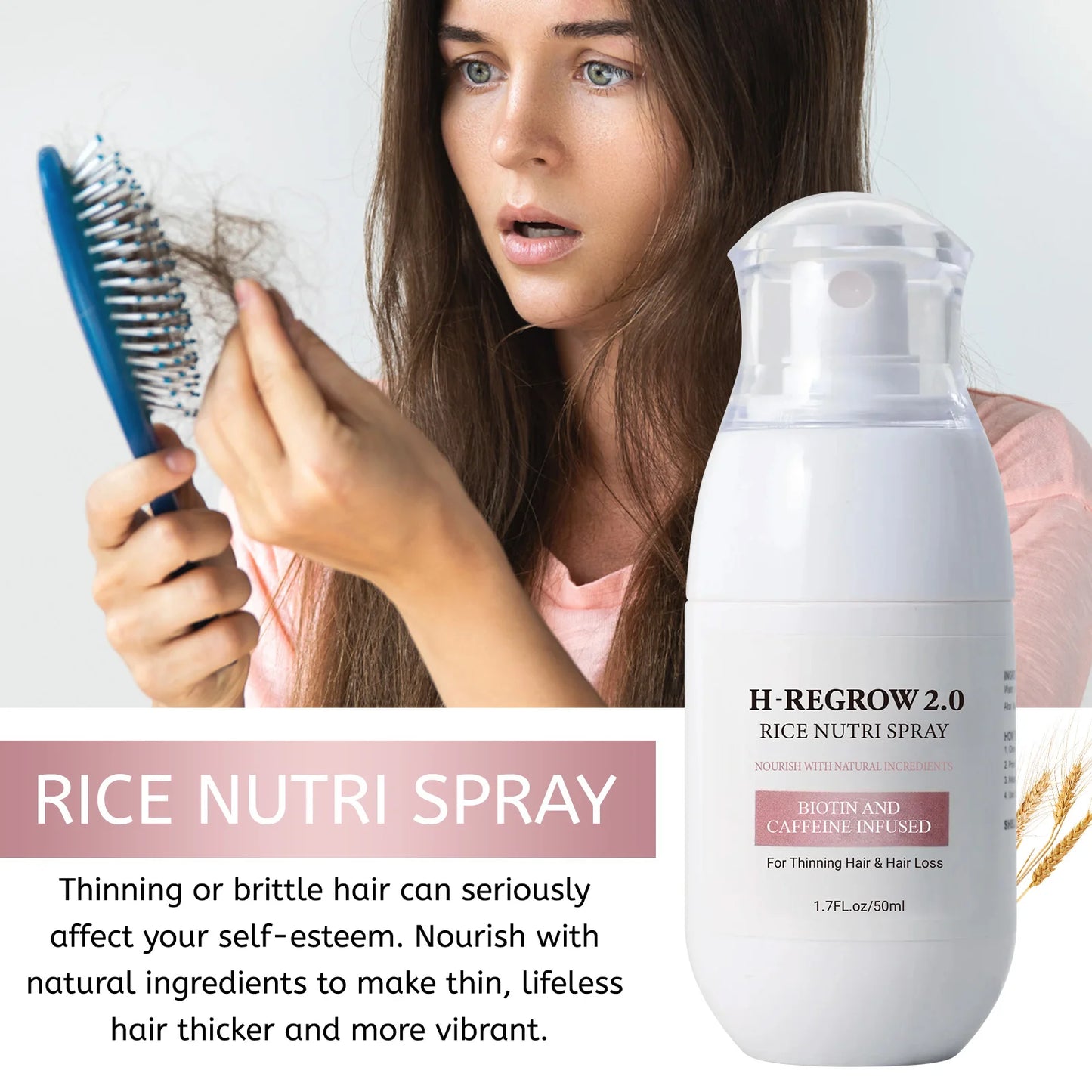 Hair Spray Rice Water Strong Hair Follicle Root Thick Loss Prevention