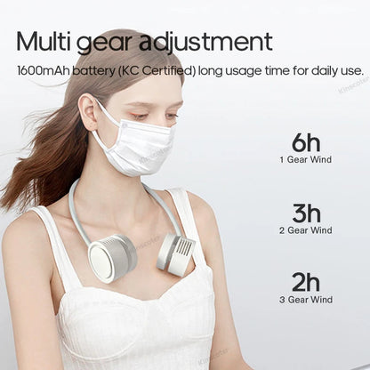 New Hanging Neck Fan Portable Cooling Fan Air Cooler USB Leafless