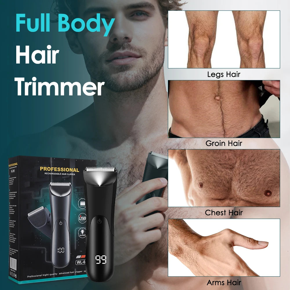 Men's Groin Body Hair Trimmer Electric Shaver For Men Ball Pubic Private Areas Hair Removal Chest Arm Leg Shaving Machine Razor