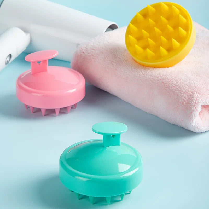 Silicone Shampoo Brush Head Scalp Massage Comb Hair Root Itching Clean