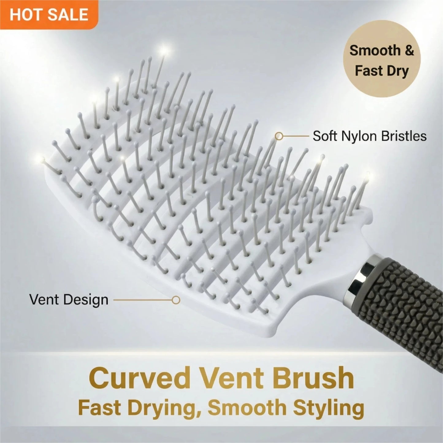 1Pc Detangling Scalp Massage Comb Hairbrushes Curved Nylon Bristle