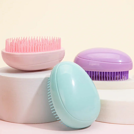Mini Egg Round Shape Hairbrush Small Scalp Massage Comb Soft Portable