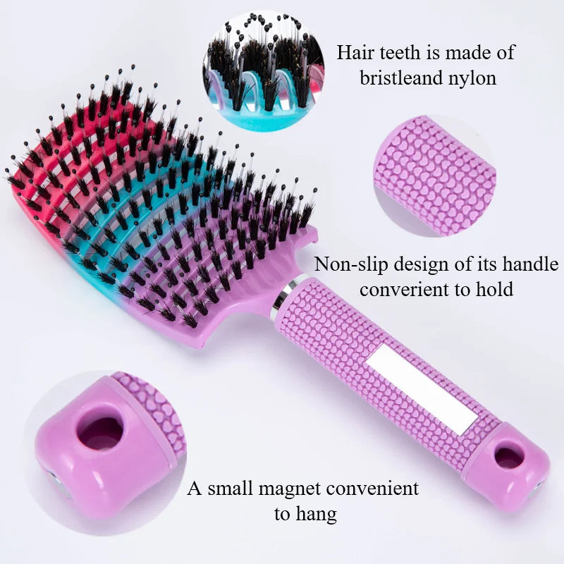 Detangling Hairbrush Scalp Massage Comb Bristle Nylon Women Magic