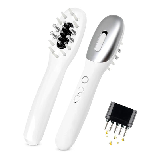 3 in 1 EMS Hair Growth Massage Comb with Hair Oil Dispenser Red Blue