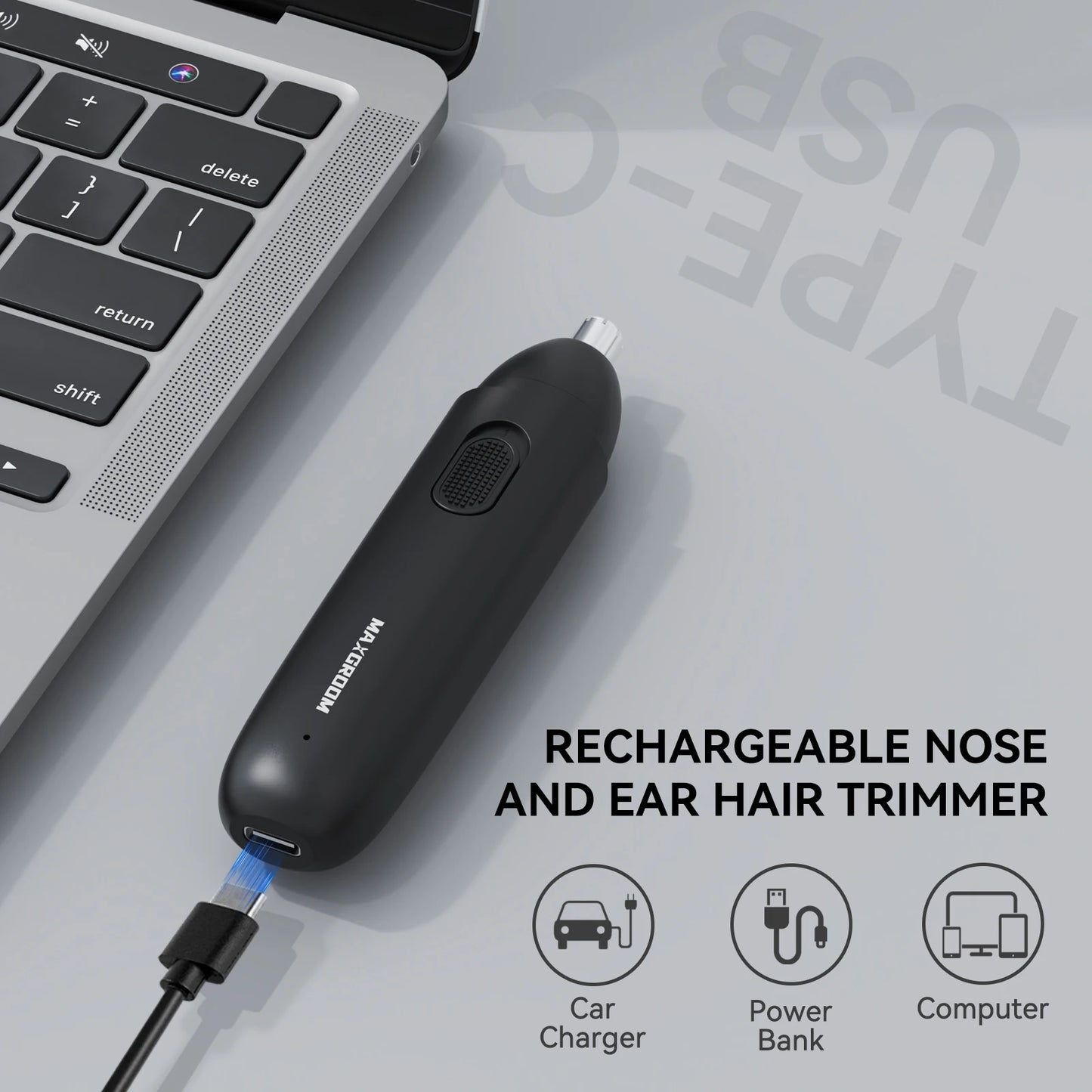 MAXGROOM Nose Hair Trimmer for Men Rechargeable 360 Rotating Dual-Blade Electric Shaver Eyebrows Nose Hair Trimmer Painless Safe