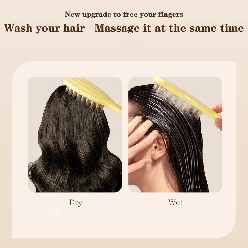 Long Handle Shampoo Brush Silicone Scalp Massage Hair Brush Head