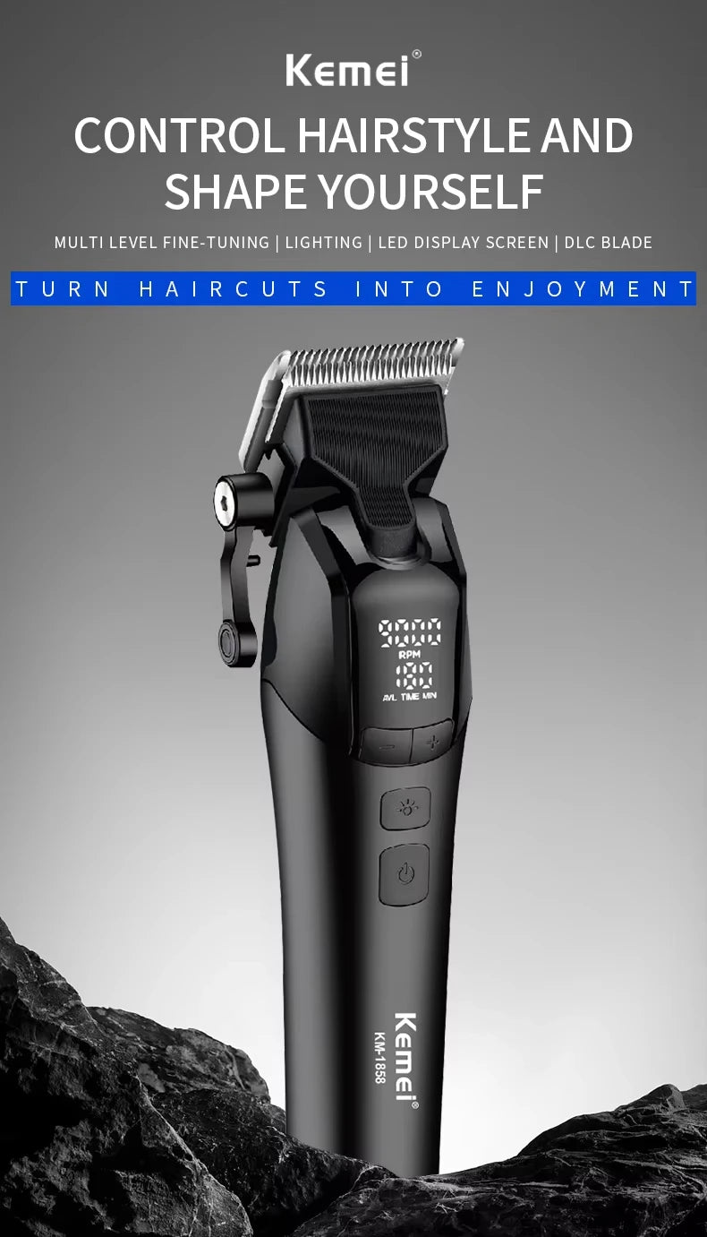 Kemei KM-1858 10W Barber Professional Electric Hair Clipper DLC Blade Trimmer Cordless USB Charging Rechargeable Hair Clippers
