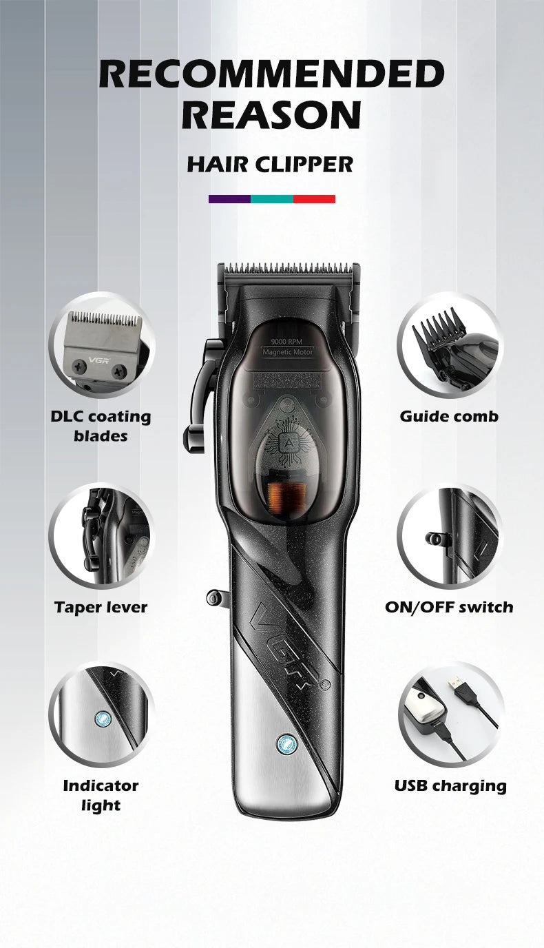 VGR Long Life Hair Trimmer Powerful Power Hair Trimmer Set for Men with Base series hair trimmer
