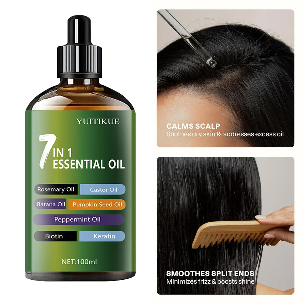 YUITIKUE 7 in 1 Essential oil Hair Treatment Infused with Rosemary,