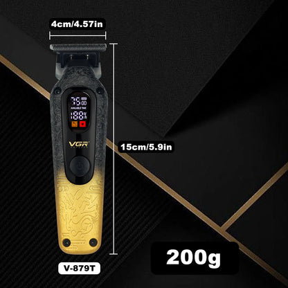 VGR V-879T Hair Trimmer for Men DLC Blade T-Blade 7500RPM LED Display 1500mAh Professional Hair Clipper Finishing Machine