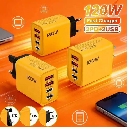 4-port USB C PD charger Fast Charging 3.0 TypeC USB mobile phone charger Fast charging adapter suitable for iPhone15 16 Xiaomi