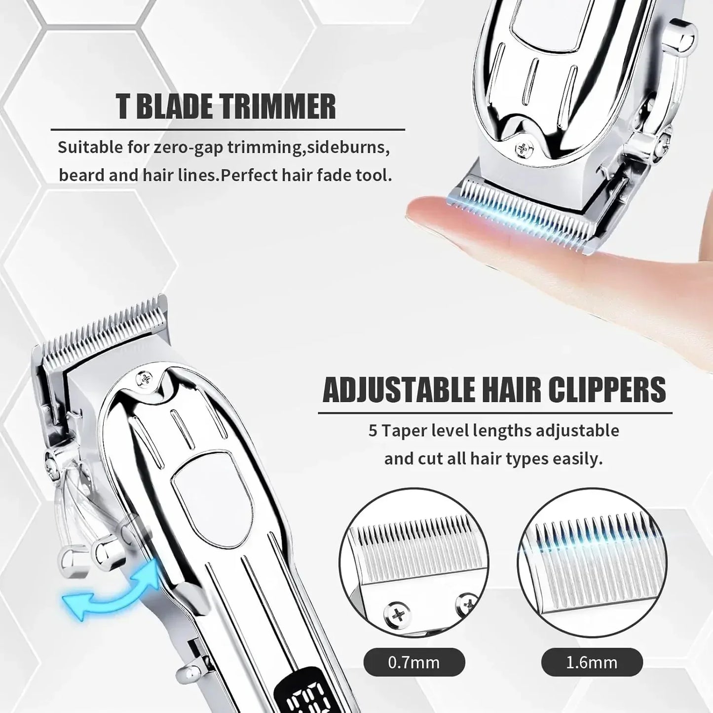 Hair Clipper Beard Trimmer for Men, Professional Electric Hair Clippers Set Cordless Hair Trimmer for Family,Gifts for Men