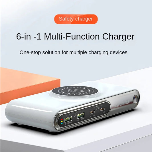 Mobile Phone Fast Charging 6-in-1 Multi-Function Charger Fast Charging 2PD Port Total Power 72W Single-port Maximum 45W Charger
