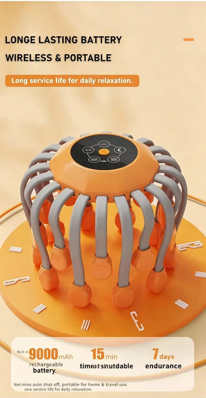 Orange Octopus Head Massager, 10/20 Independent Massage Heads,