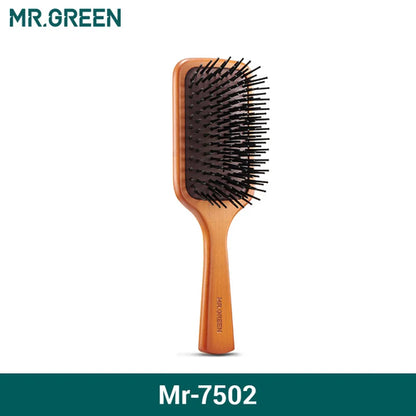 MR.GREEN Natural Maple Wood Hair Brush with Air Cushion Scalp