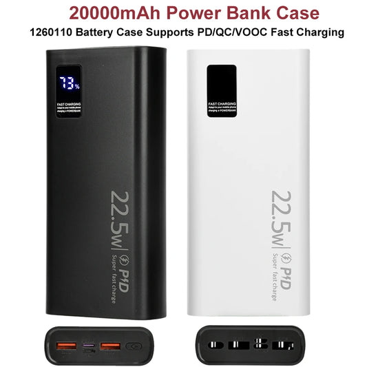 22.5W Fast Charging Power Bank DIY Kit 1260110 Battery Case Power Bank Type C Supports PD/QC/VOOC 20000mAh Power Bank Case