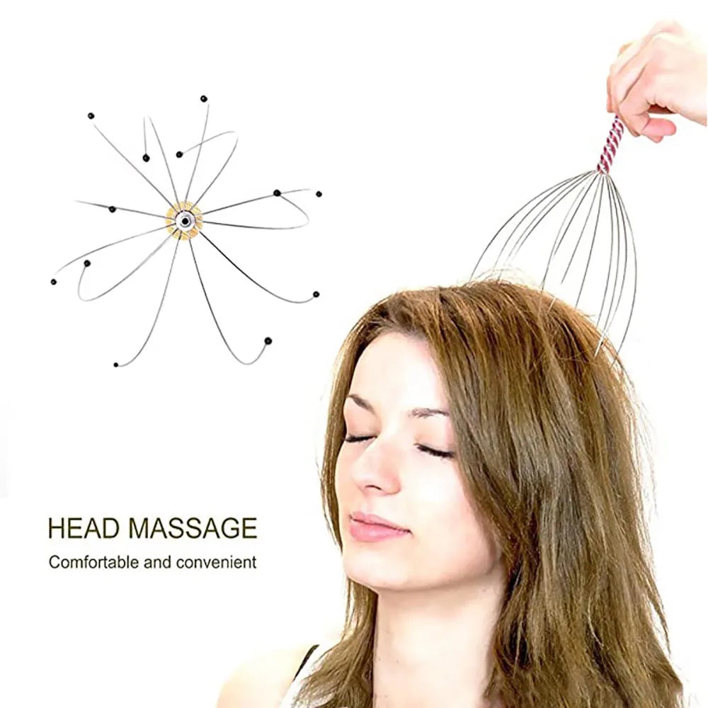1Pc/2Pcs Handheld Head Massager Stainless Steel Engraved Head Massager