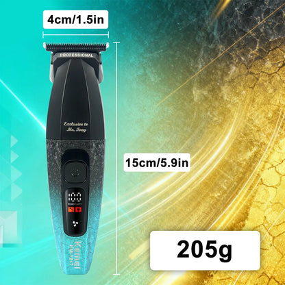 Kemei KM-1817 Hair Trimmer for Men DLC Blade T-Blade 7500RPM Full Metal LCD Display Low Noise Professional Finishing Machine