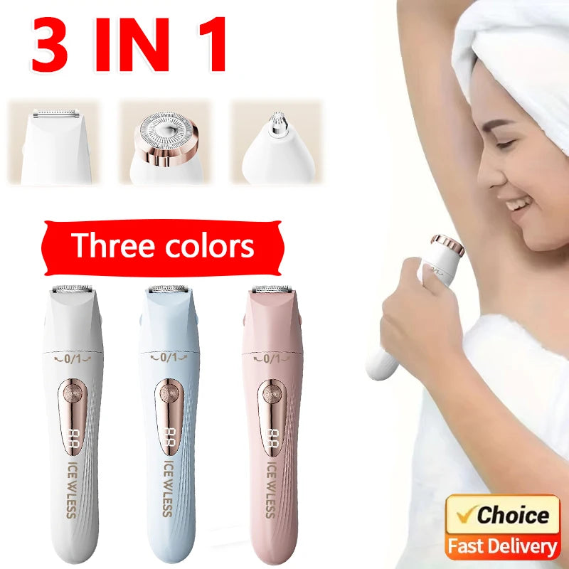 2026 New Electric Hair Trimmer for Women Waterproof Painless Bikini Body Shaver Legs Arms Face Cordless Rechargeable