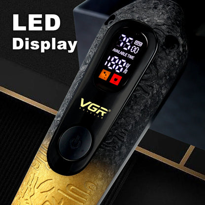 VGR V-879T Hair Trimmer for Men DLC Blade T-Blade 7500RPM LED Display 1500mAh Professional Hair Clipper Finishing Machine