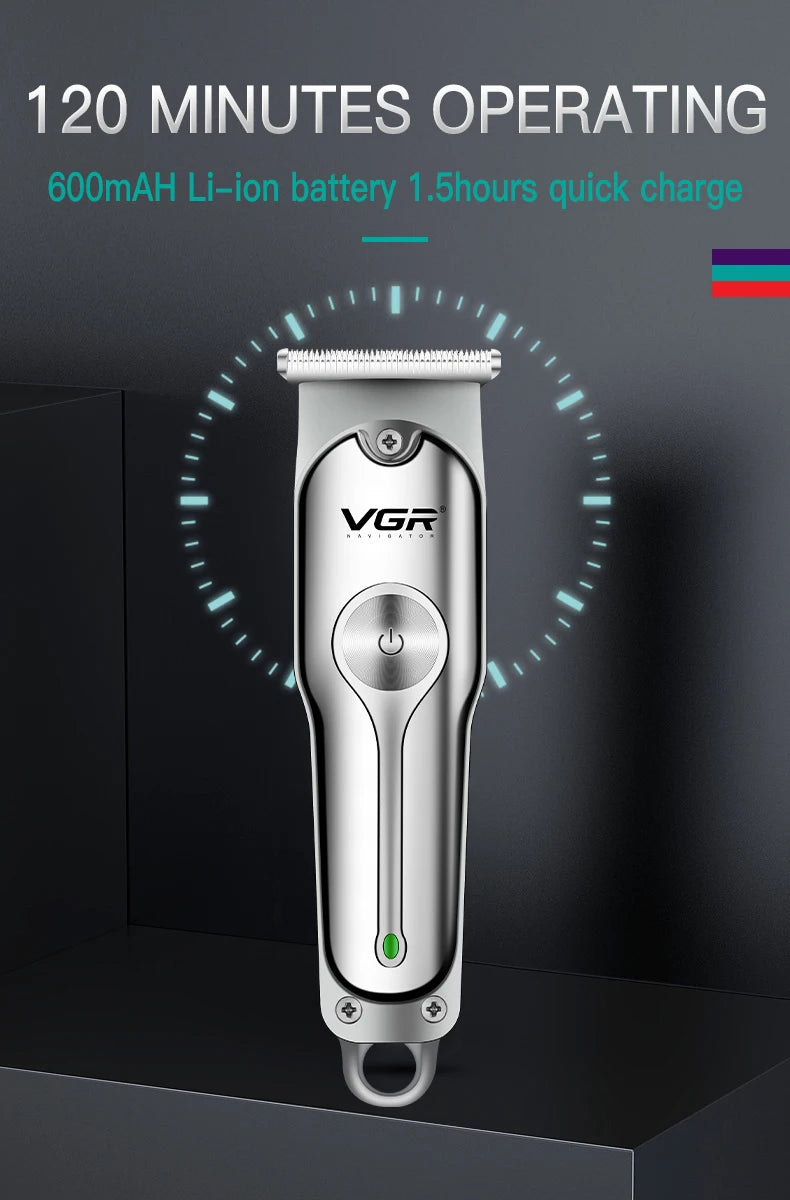 VGR 071 Hair Trimmer Professional Hair Clipper Rechargeable Hair Cutting Machine T-Blade Cordless Portable Trimmer for Men