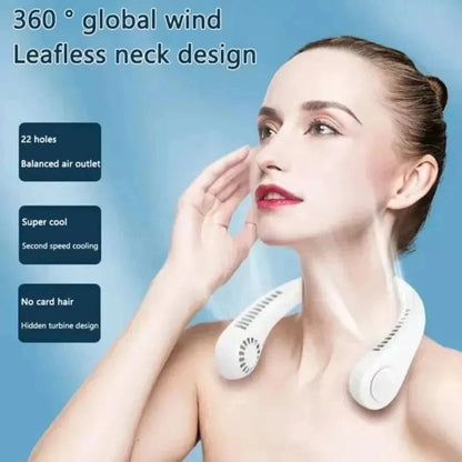2024 1200mAh New Mini Neck Mounted Fan Portable Bladeless Neck