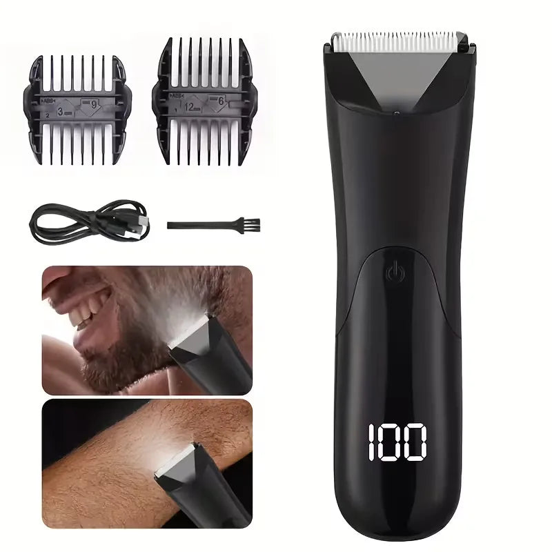 Men's Body Hair Trimmer Epilator Beard Shaver for Groin Chest Armpit Arms Legs - All-In-One Hair Removal Razor
