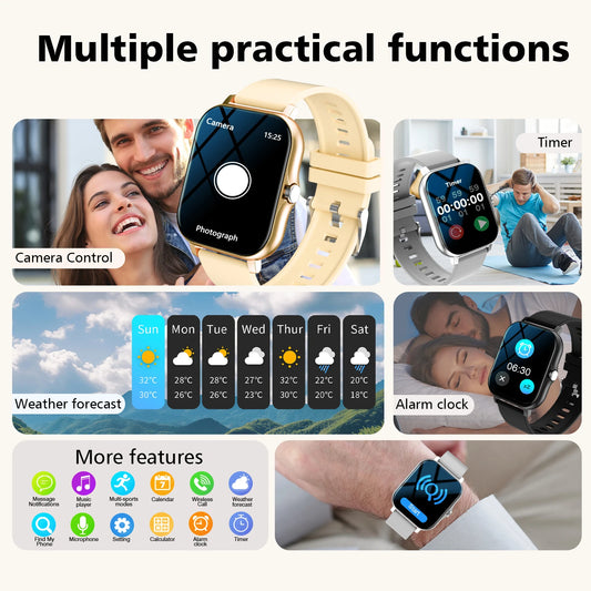 Smart Watch with 1.83-Inch HD Display – Wireless Calling/Dialing, Alarm/Message Notifications, Fitness Tracking, Music Control.