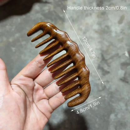 Natural Sandalwood Comb Wide Tooth Anti-Static Scalp Massager for