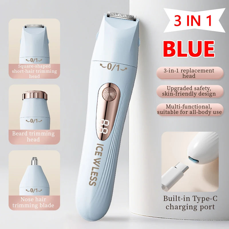 2026 New Electric Hair Trimmer for Women Waterproof Painless Bikini Body Shaver Legs Arms Face Cordless Rechargeable